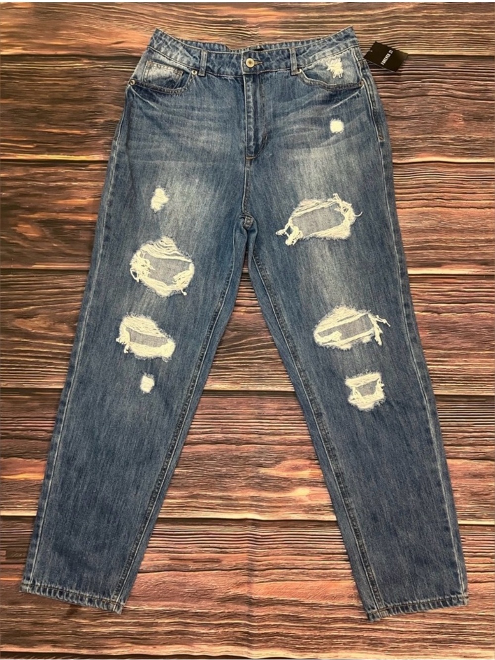 Forever 21 Distressed Light Blue Boyfriend Jeans